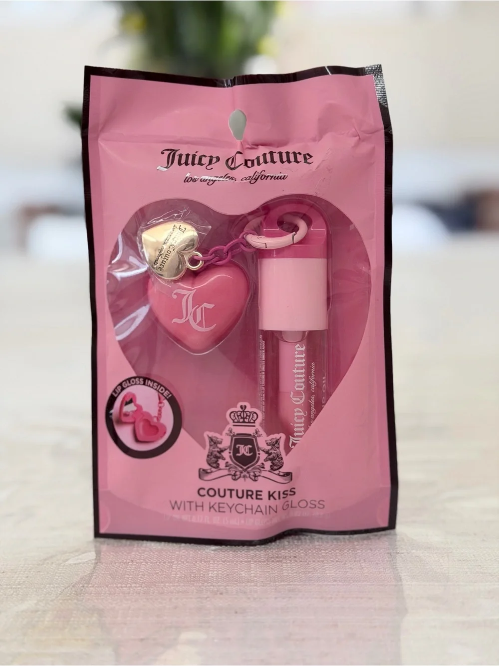 Juicy Couture Pink Heart Keychain Lip Gloss Set